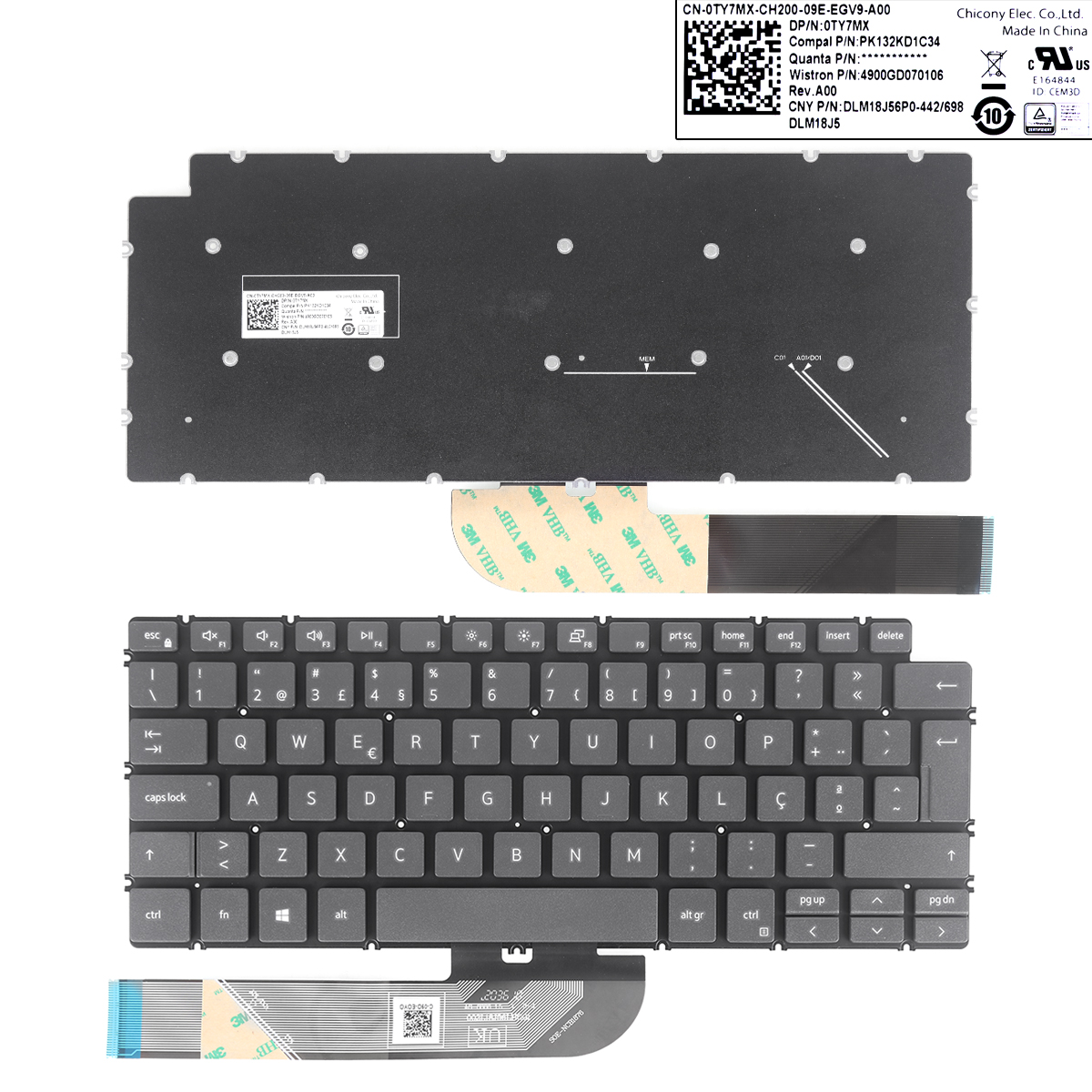 Picture of New Replacement Laptop Keyboard For 7490 Gray   Backlit PO.DELL 5390 5391 7391 14 5493 5498 7490 7491  3401 3405 GRAY(Without Backlit,win8) PO Layout